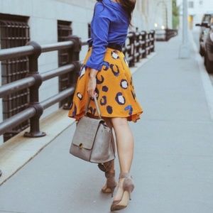 Phillip Lim Orange & Navy Cheetah Print Skirt